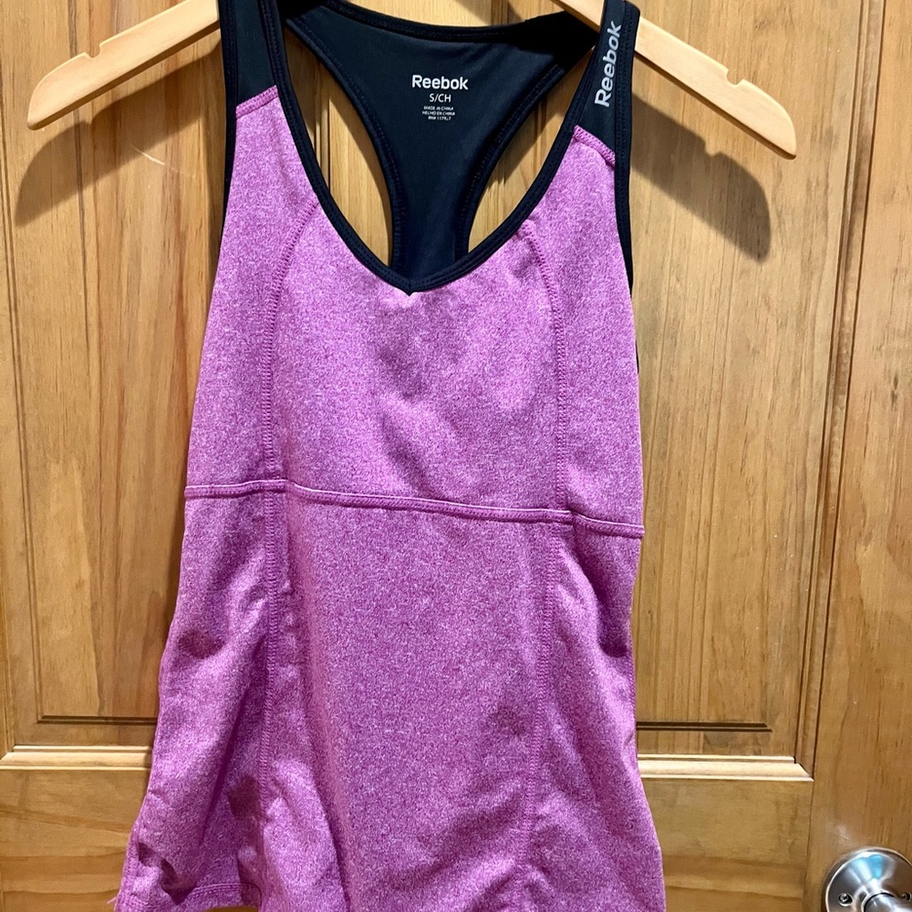 Reebok Pink and Black Racerback Tank